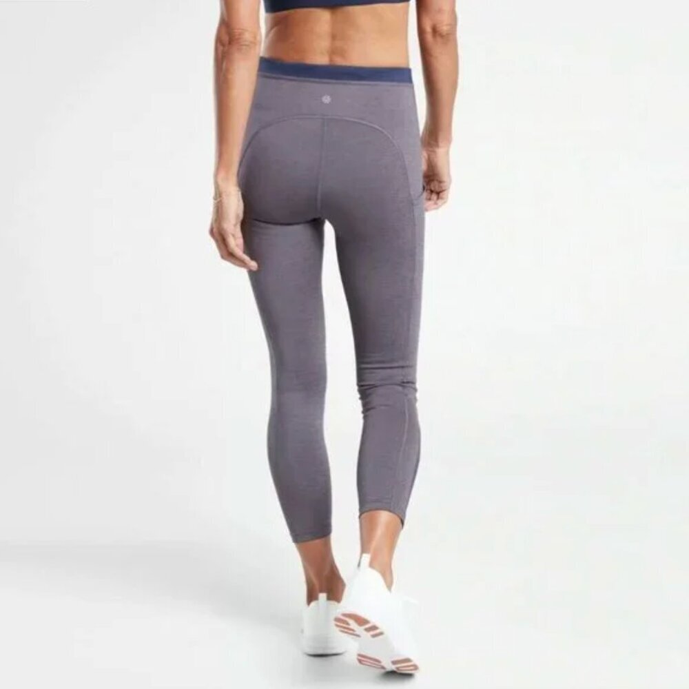Athleta Ultimate Stash Pocket 7/8 Tight Leggings in Heather Grey/Navy, size M - Picture 11 of 11
